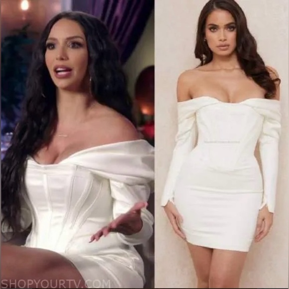 RARE House of CB ‘Arista’ Satin Corset Mini Dress Ivory - Picture 5 of 9